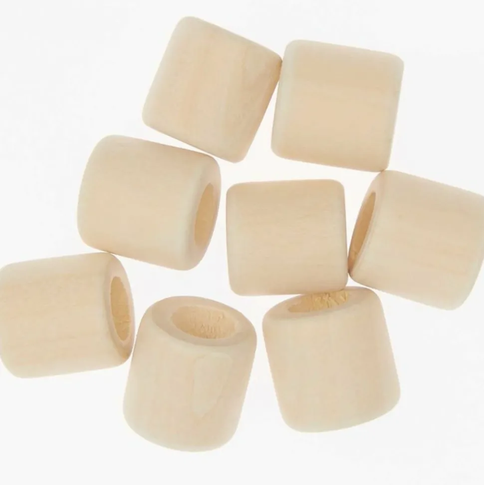 RICO DESIGN - 8 perles cylindriques - bois nature - 17 mm