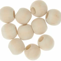 RICO DESIGN - 10 perles rondes macramé - bois nature - 20 mm