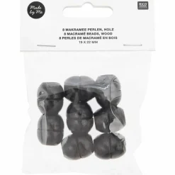 RICO DESIGN - 8 perles rondes fantaisies - bois noir - 22 mm