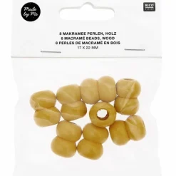 RICO DESIGN - 8 perles rondes doubles - bois jaune - 22 mm
