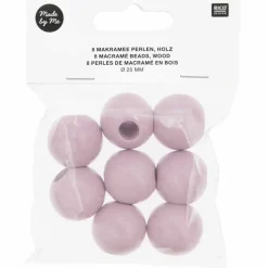 RICO DESIGN - 8 perles rondes - bois rose - 25 mm