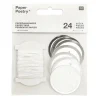 RICO DESIGN - 24 étiquettes à suspendre ronds blanches à contour argenté