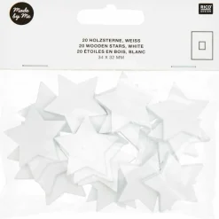 RICO DESIGN - 20 étoiles en bois blanc petit 30 mm
