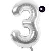 RICO DESIGN - Ballon aluminium chiffre "3" argenté, haut. 86 cm