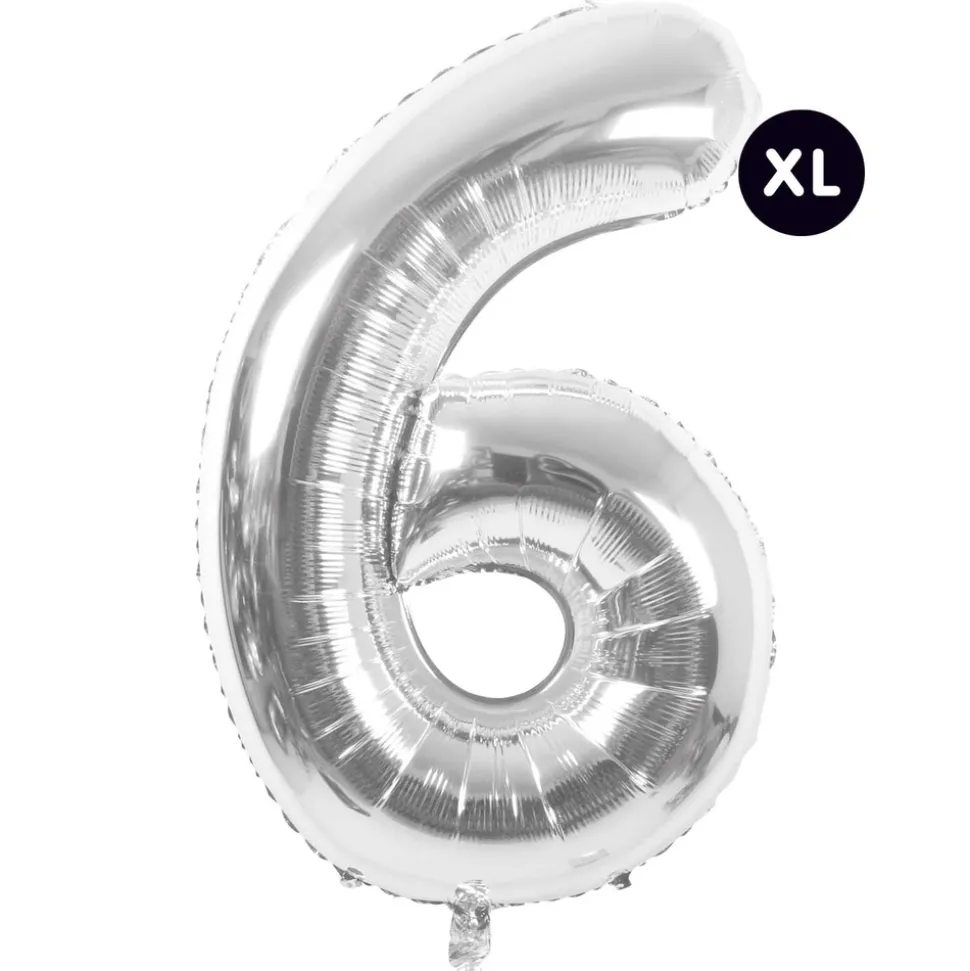 RICO DESIGN - Ballon aluminium chiffre "6" argenté, haut. 86 cm