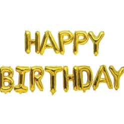 RICO DESIGN - Ballons aluminium "Happy Birthday" 13 caratères dorés, H. 36 cm