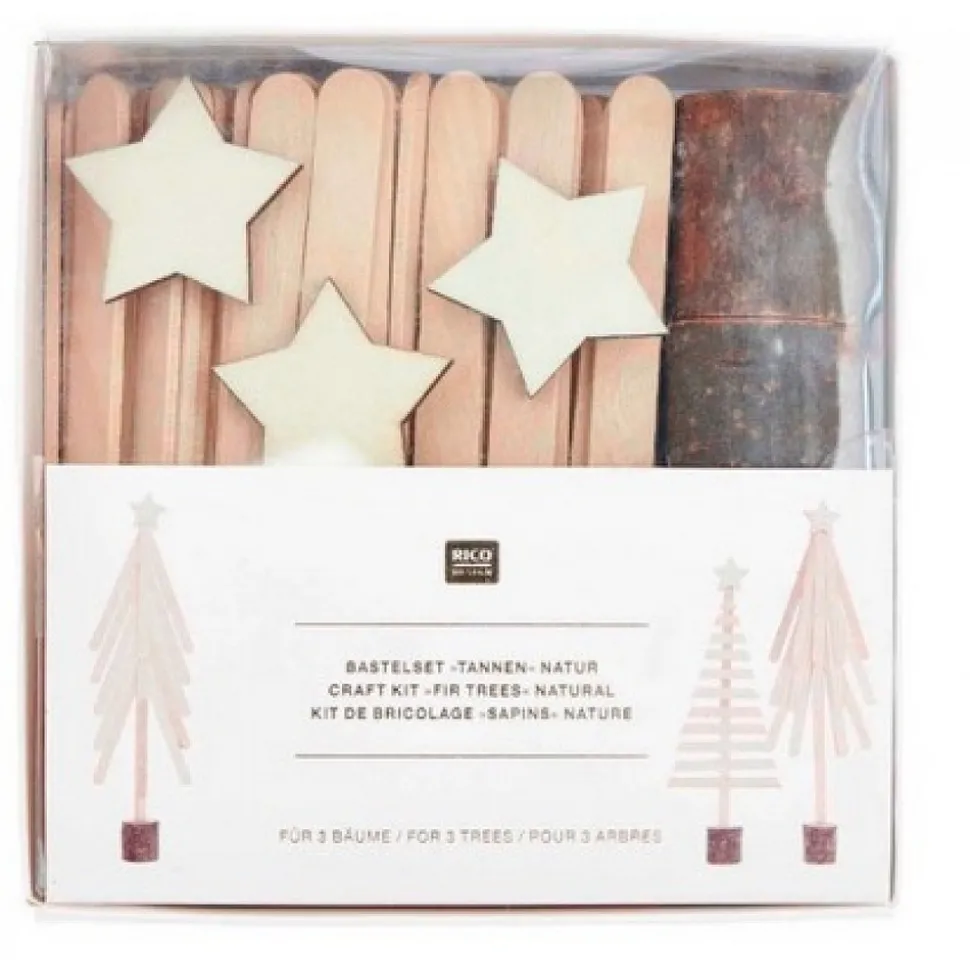 RICO DESIGN - Kit de bricolage en bois - sapins écologiques avec 66 pièces