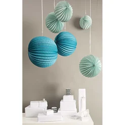 RICO DESIGN - Lampions (x3) en papier couleurs aqua, D. 27 cm, 22,5 cm et 18,5 cm