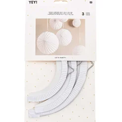 RICO DESIGN - Lampions (x3) en papier blanc, D. 27 cm, 22,5 cm et 18,5 cm