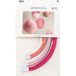 RICO DESIGN - Lampions (x3) en papier rose D.27 cm, 22,5 cm et 18,5 cm