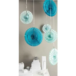 RICO DESIGN - Papier nid abeilles fleurs aqua (x3), diamètre 40 cm, 30 cm et 25 cm