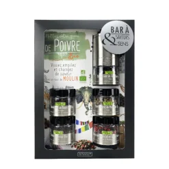 SAVOR & SENS - Coffret assortiment de 5 poivres bio - 4x15g+1x20g