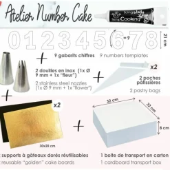 SCRAPCOOKING - Coffret atelier number cake + stylo de glaçage noir