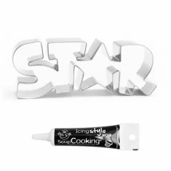 SCRAPCOOKING - Découpoir à biscuits en inox star + stylo de glaçage noir