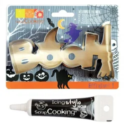 SCRAPCOOKING - Découpoir à biscuits en inox booh halloween + stylo alimentaire noir