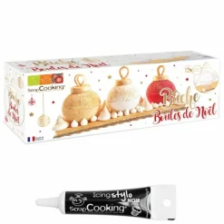 SCRAPCOOKING - Moule à bûche boules de noël + stylo de glaçage noir
