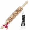 SCRAPCOOKING - Rouleau à pâtisserie empreintes noël 39 cm + stylo de glaçage noir