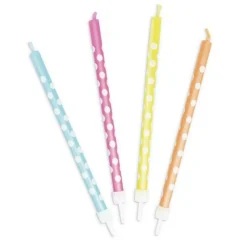 SCRAPCOOKING PARTY - 12 bougies multicolores à pois blancs
