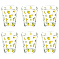 SECRET DE GOURMET - Lot de 6 gobelets bas en verre "citrons" 33cl multicolore