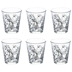 SECRET DE GOURMET - Lot de 6 gobelets en verre "white floral" 33cl transparent