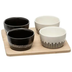 SECRET DE GOURMET - Service apéritif 5 pièces "ethnique" 23cm noir & blanc