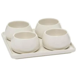 SECRET DE GOURMET - Service apéritif 5 pièces "nora" 21cm blanc