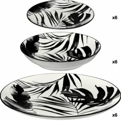 SECRET DE GOURMET - Service vaisselle 18 pièces palmier - noir
