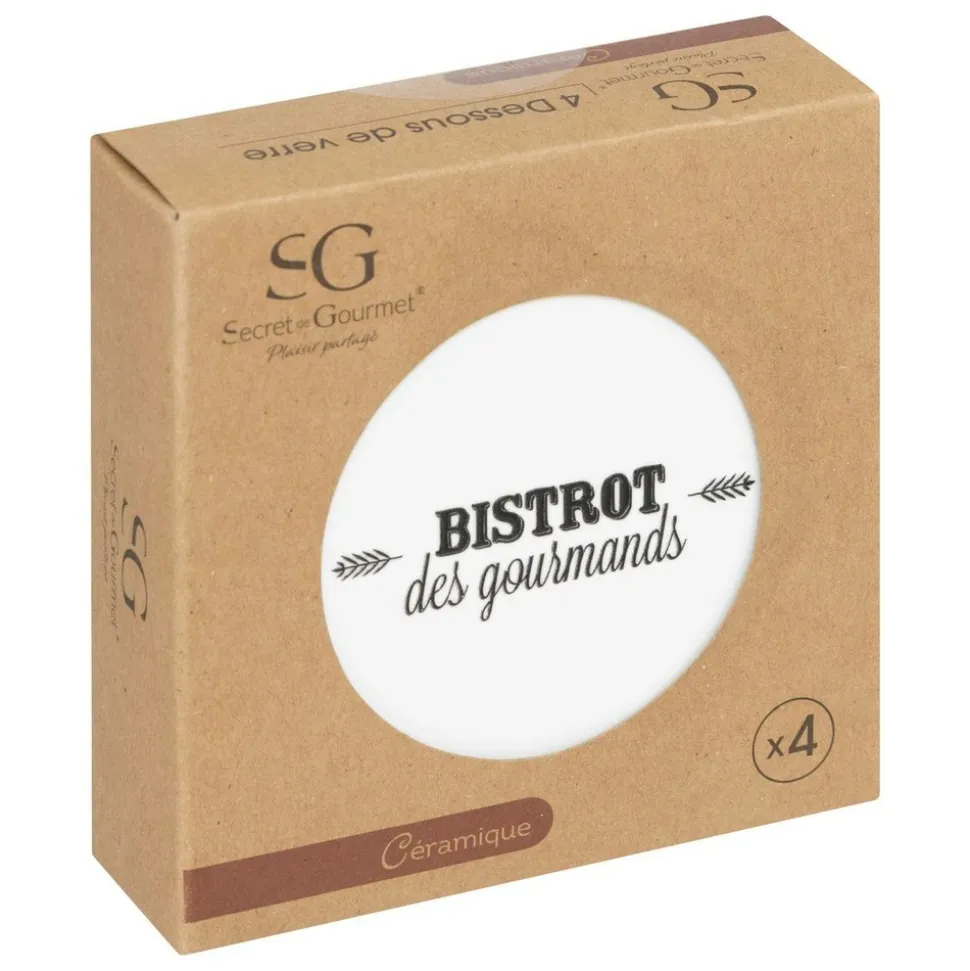 SG SECRET DE GOURMET - 4 dessous de verres "bistrot" d10cm