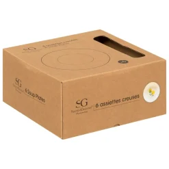 SG SECRET DE GOURMET - Lot de 6 assiettes creuse "citron" porcelaine d20cm