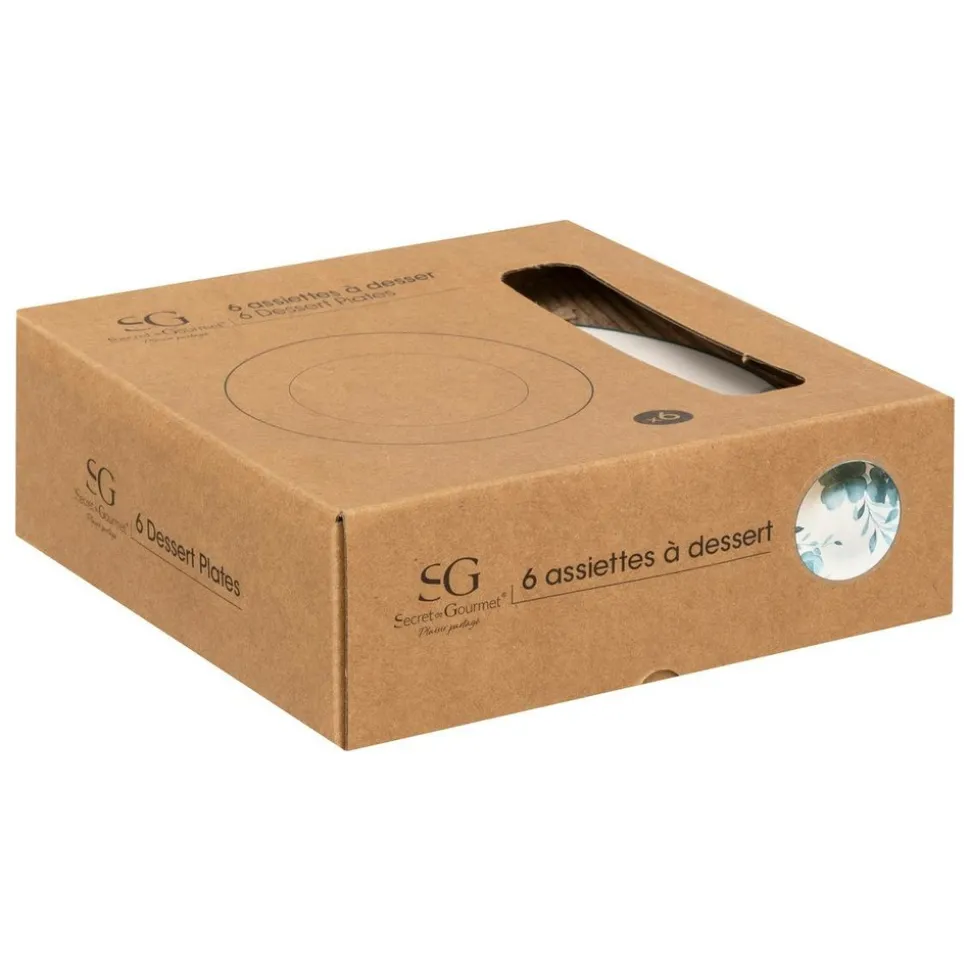 SG SECRET DE GOURMET - Lot de 6 assiettes à dessert "lily" d19cm