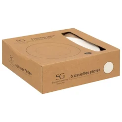 SG SECRET DE GOURMET - Lot de 6 assiettes plates "perle" d27cm