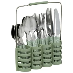 SG SECRET DE GOURMET - Ménagère "geo" avec rack 24p vert