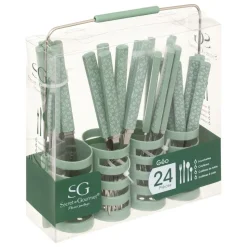 SG SECRET DE GOURMET - Ménagère "geo" avec rack 24p vert