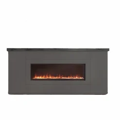 SINED - Armoire en bois anthracite avec cheminee 1500w telecommande desio 108