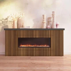 SINED - Armoire en bois marron avec cheminee 1500w telecommande desio 108