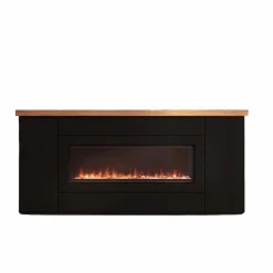 SINED - Armoire en bois noir avec cheminee 1500w avec telecommande desio 108