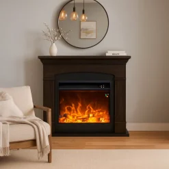 SINED - Cheminee au sol en wenge avec brûleur 1500w mpc camino siena