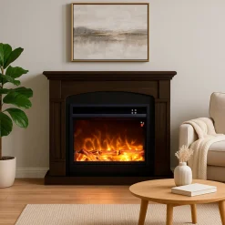 SINED - Cheminee au sol en wenge avec brûleur 1500w mpc camino siena