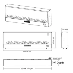 SINED - Cheminee electrique encastree 108cm sined caminetto ispica black