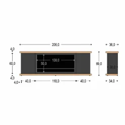 SINED - Meuble de cheminee en bois anthracite arosio 108 anthracite