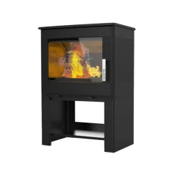 SUPRA - Fr9016150b-poêle à bois-vision horizontale - fonte - noir - bûcher inté supra - odelyabucher