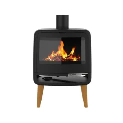 SUPRA - Fr9016130b-poêle à bois-vision horizontale et galbée - fonte - noir - d supra - kris