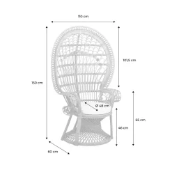 SWEEEK - Fauteuil vintage en rotin avec coussin d'assise. Mahe. L 110 x p 60 x h150cm