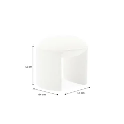 SWEEEK - Tabouret. Pouf bouclette texturée blanche l 44 x p 44 x h 42cm -shawn