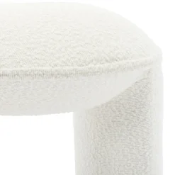 SWEEEK - Tabouret. Pouf bouclette texturée blanche l 44 x p 44 x h 42cm -shawn