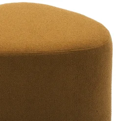 SWEEEK - Tabouret. Pouf en forme de galet en tissu moutarde. Tao l 60 x p 44 x h 40cm
