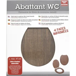 TENDANCE - Abattant wc mdf 18 pouces attaches acier inoxydable 4 faces imprimees - effet acacia