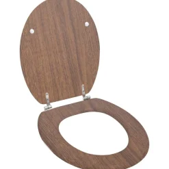 TENDANCE - Abattant wc mdf 18 pouces attaches acier inoxydable 4 faces imprimees - effet acacia