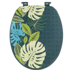 TENDANCE - Abattant wc mdf 18 pouces couvercle design imprime et attaches plastique - vent d exotisme