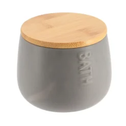 TENDANCE - Boite a coton dolomite ronde bath - gris bambou